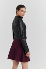 Charger le modèle 3D dans le visionneur de galerie, BLOUSON PERFECTO FAUX CUIR ELOWIN NOIR
