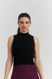 PULL TRES SOYEUX SANS MANCHES ISSELIA NOIR