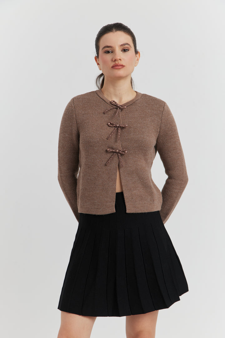 GILETS BOUTONS PRESSIONS PERLES NYLERA TAUPE