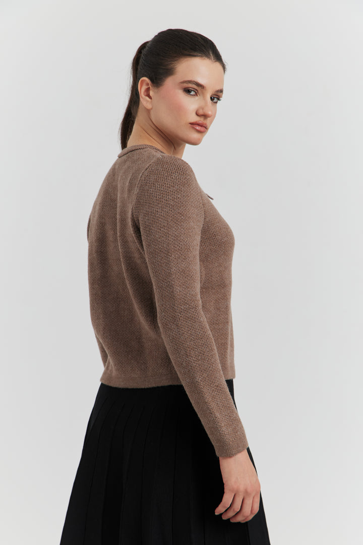 GILETS BOUTONS PRESSIONS PERLES NYLERA TAUPE