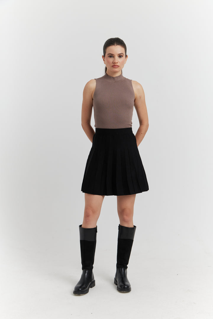 JUPE MAILLE PLISSEE ZYA NOIR