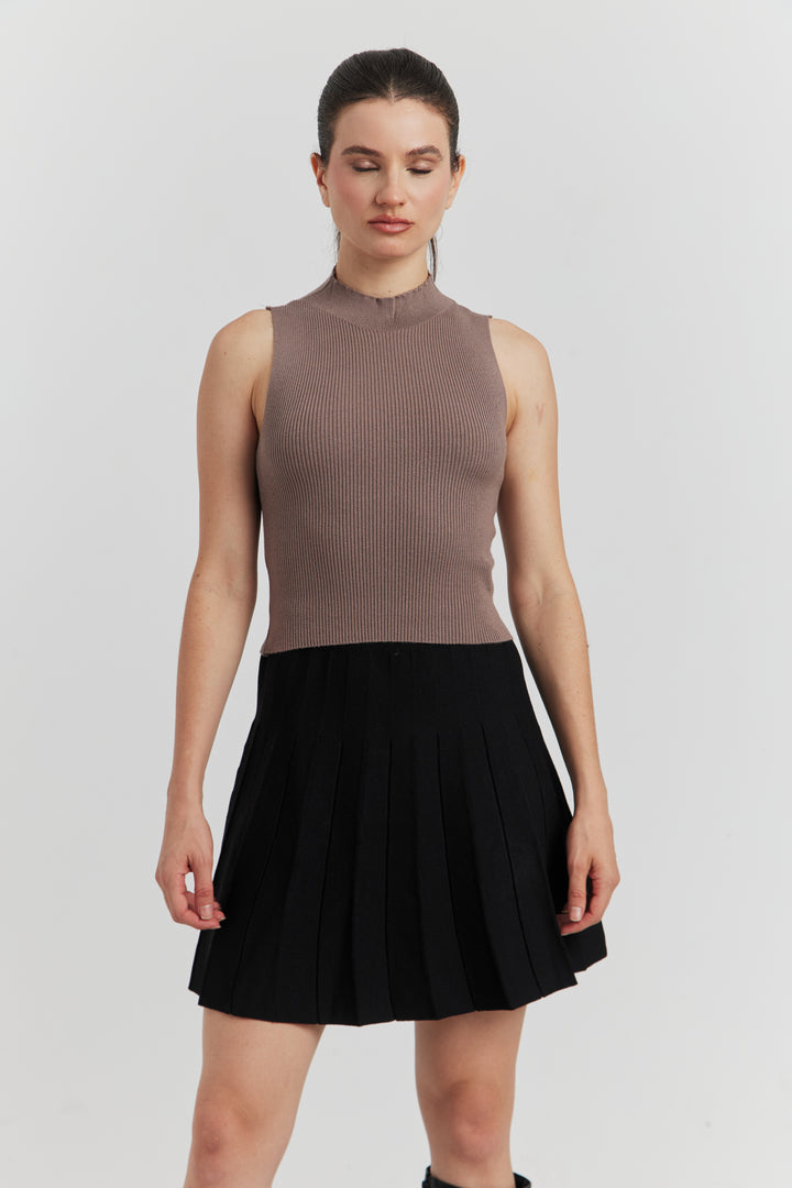 JUPE MAILLE PLISSEE ZYA NOIR