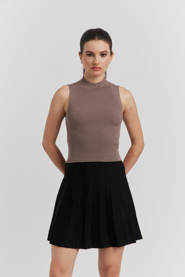 PULL TRES SOYEUX SANS MANCHES ISSELIA TAUPE