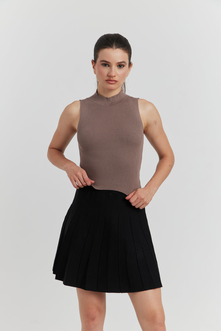 PULL TRES SOYEUX SANS MANCHES ISSELIA TAUPE