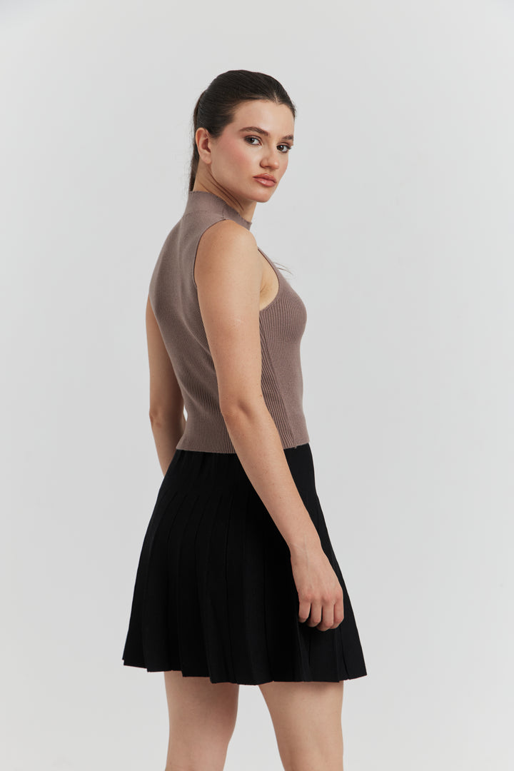 PULL TRES SOYEUX SANS MANCHES ISSELIA TAUPE
