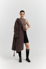 Charger le modèle 3D dans le visionneur de galerie, MANTEAU PEIGNOIR COL TAILLEUR AURELYS MARRON
