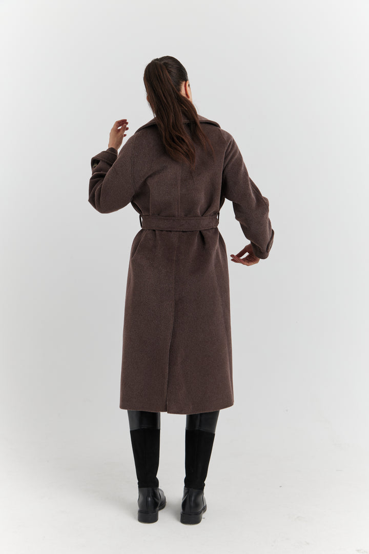 MANTEAU PEIGNOIR COL TAILLEUR AURELYS MARRON