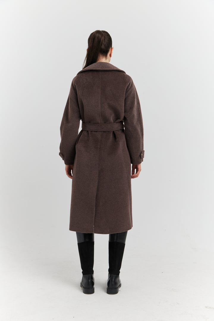 MANTEAU PEIGNOIR COL TAILLEUR AURELYS MARRON