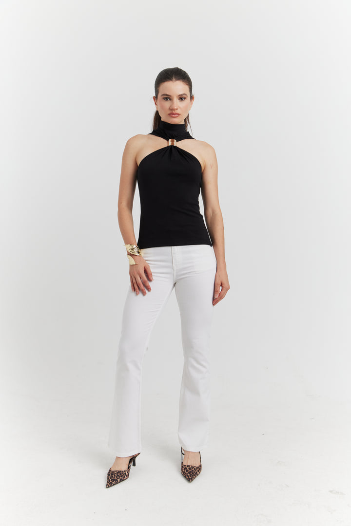 TOP AVEC BOUCLE METAL SOLIRA NOIR