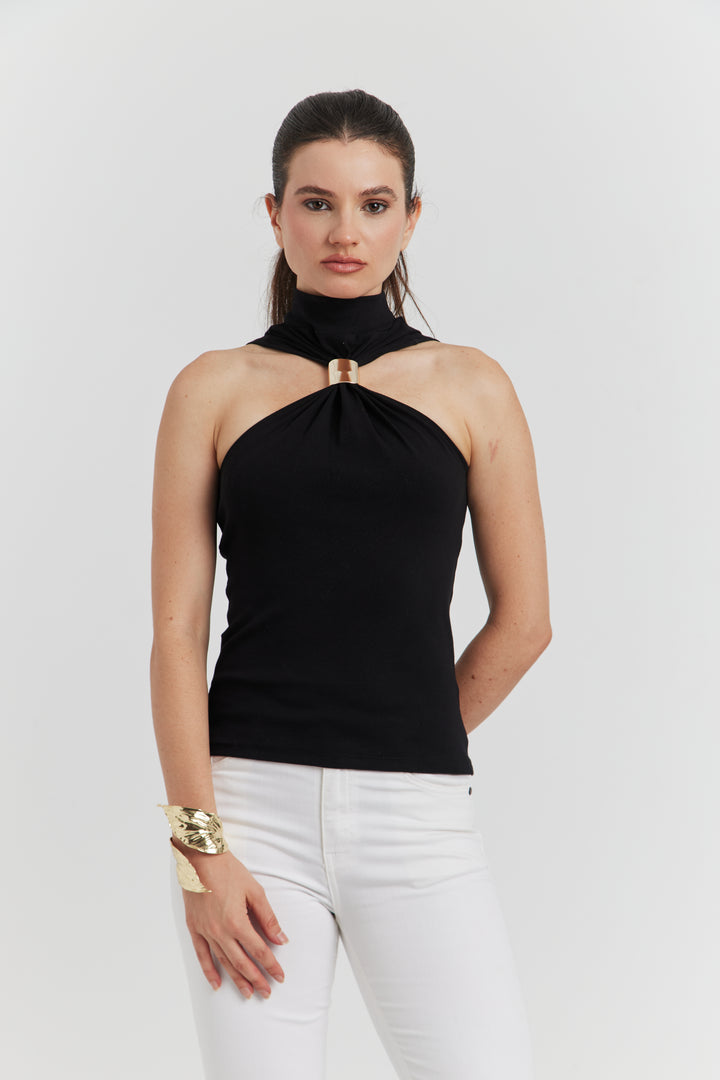 TOP AVEC BOUCLE METAL SOLIRA NOIR