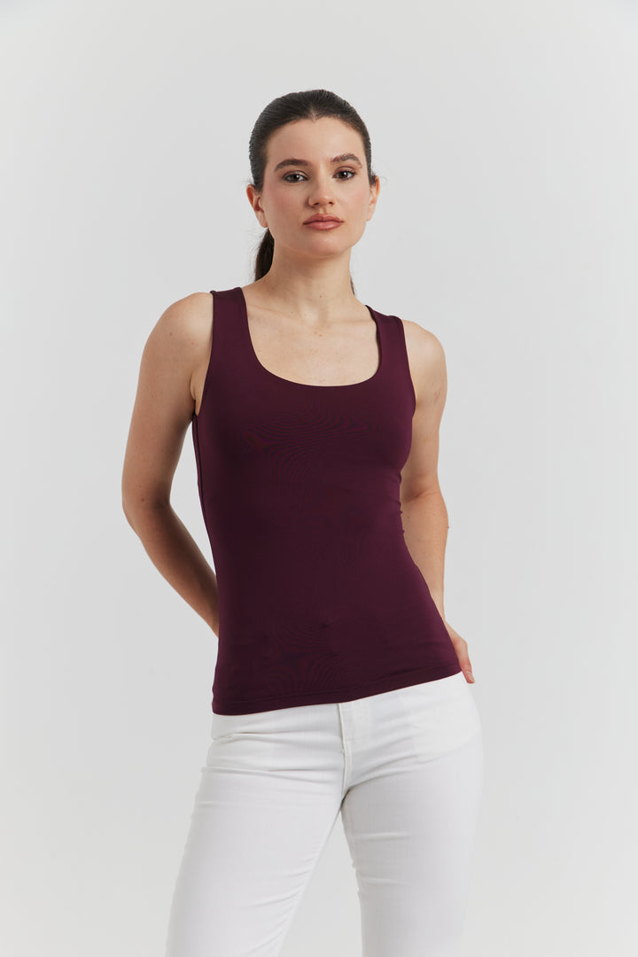 DEBARDEUR SOYEUX DOUBLE ANORA BORDEAUX