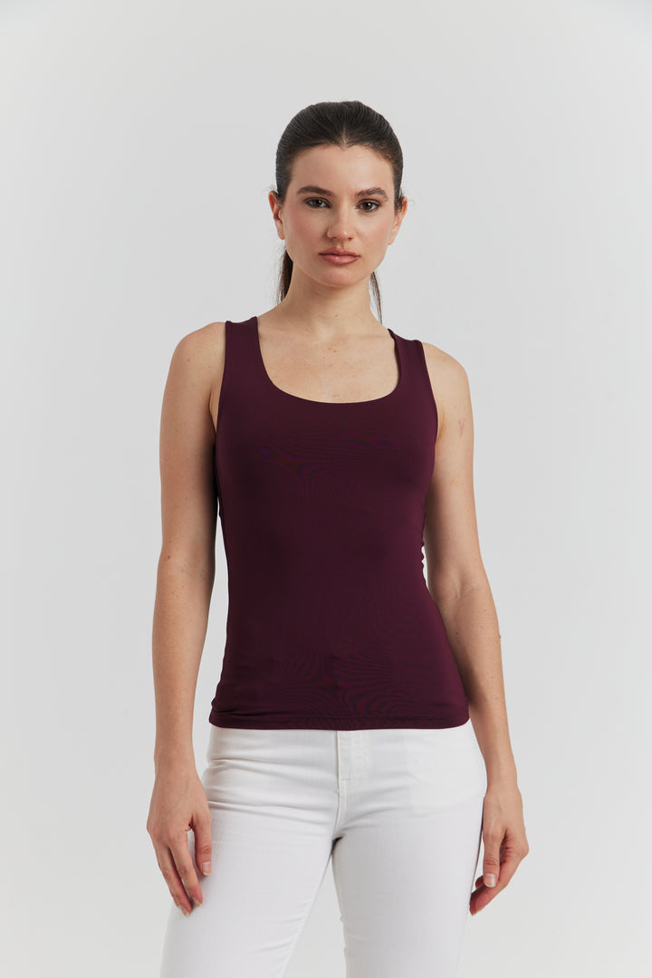 DEBARDEUR SOYEUX DOUBLE ANORA BORDEAUX