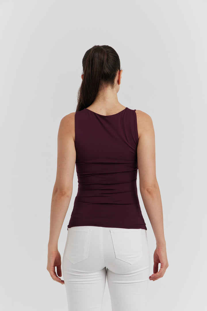 DEBARDEUR SOYEUX DOUBLE ANORA BORDEAUX