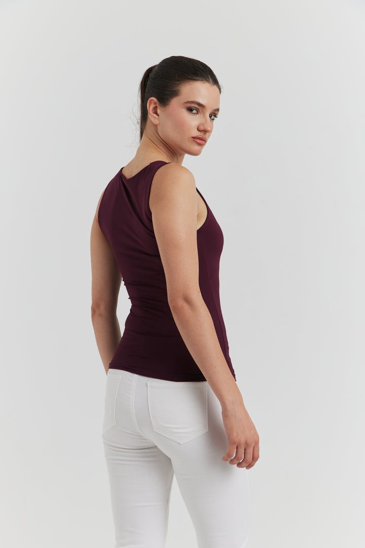 DEBARDEUR SOYEUX DOUBLE ANORA BORDEAUX