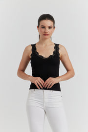 DEBARDEUR ENCOLURE ET BRETELLE DENTELLE ELOREN NOIR