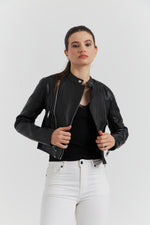 Charger le modèle 3D dans le visionneur de galerie, BLOUSON PERFECTO FAUX CUIR ELOWIN NOIR

