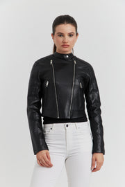 BLOUSON PERFECTO FAUX CUIR ELOWIN NOIR
