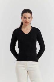 PULL V FANTAISIE AJOURE LYRIA NOIR