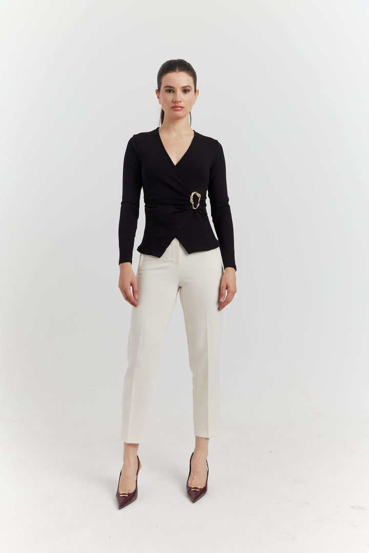 CACHE COEUR MANCHES LONGUES BOUCLE METAL ANELYS NOIR