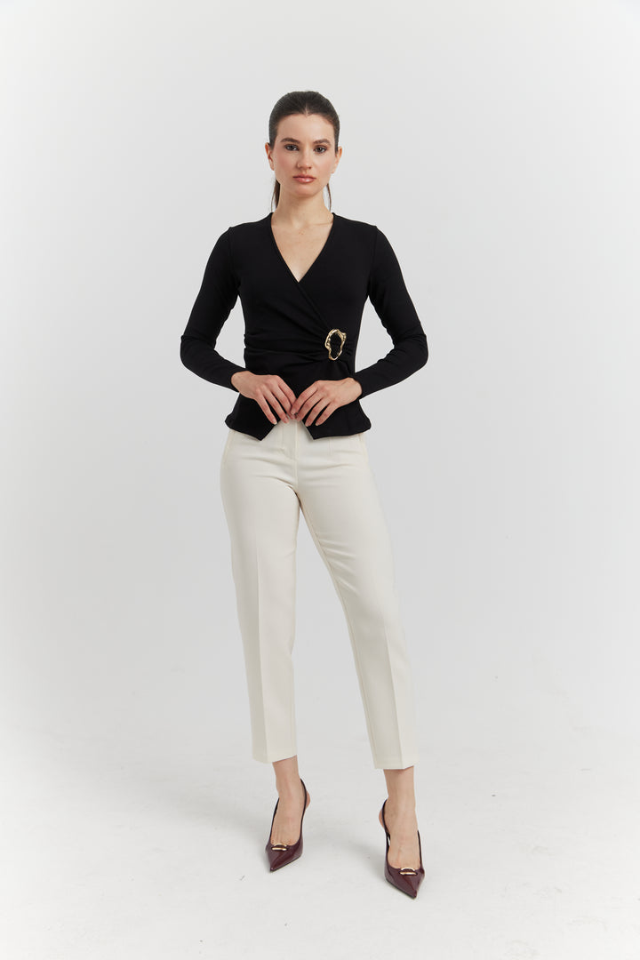CACHE COEUR MANCHES LONGUES BOUCLE METAL ANELYS NOIR