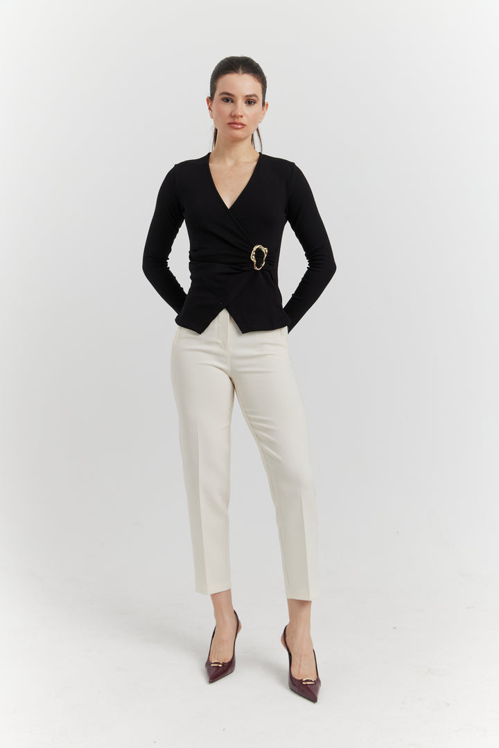 CACHE COEUR MANCHES LONGUES BOUCLE METAL ANELYS NOIR
