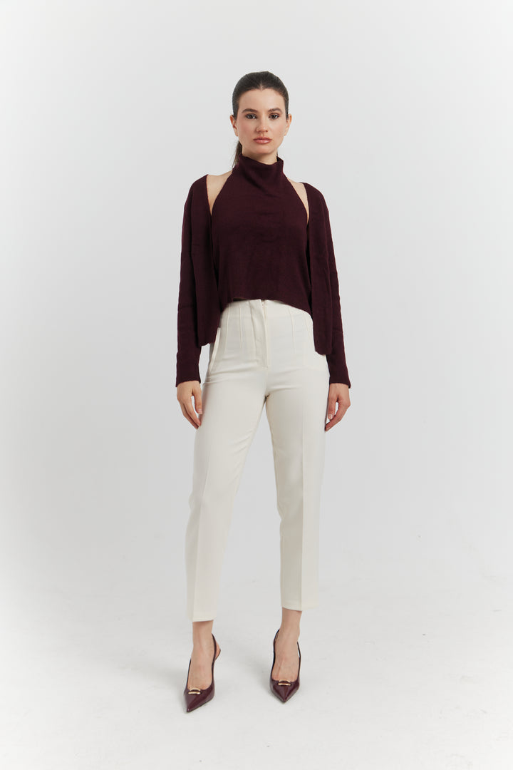 PULL TROMPE L'OEIL 2EN 1 GILET ET DEBARDEUR FIOREN BORDEAUX