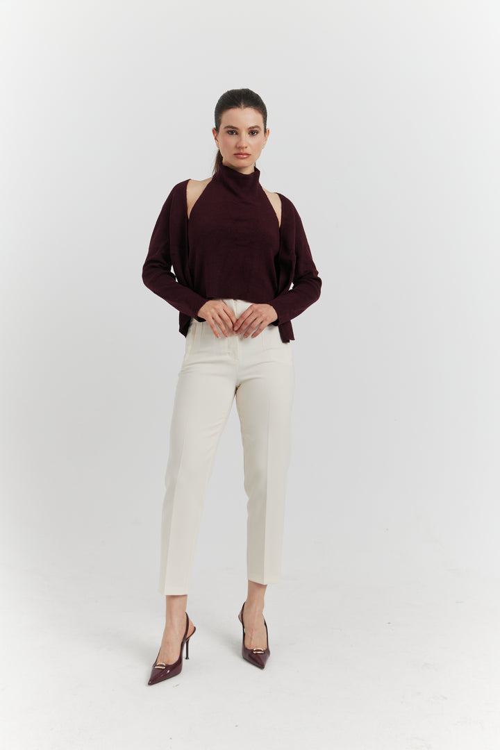 PULL TROMPE L'OEIL 2EN 1 GILET ET DEBARDEUR FIOREN BORDEAUX