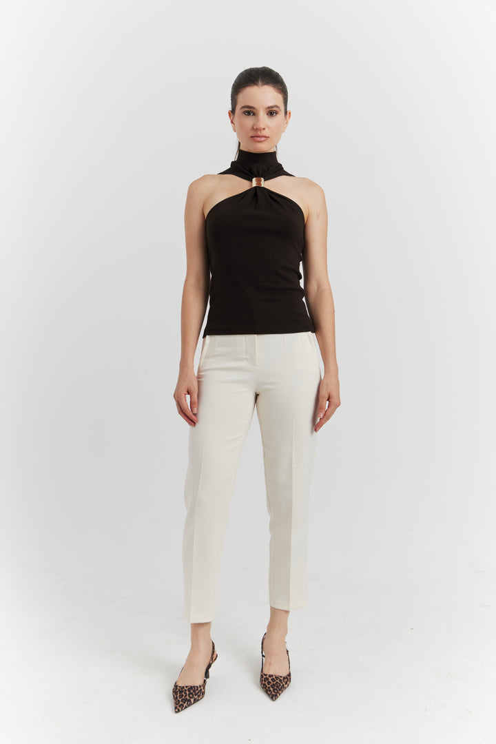 TOP AVEC BOUCLE METAL SOLIRA CHOCOLAT