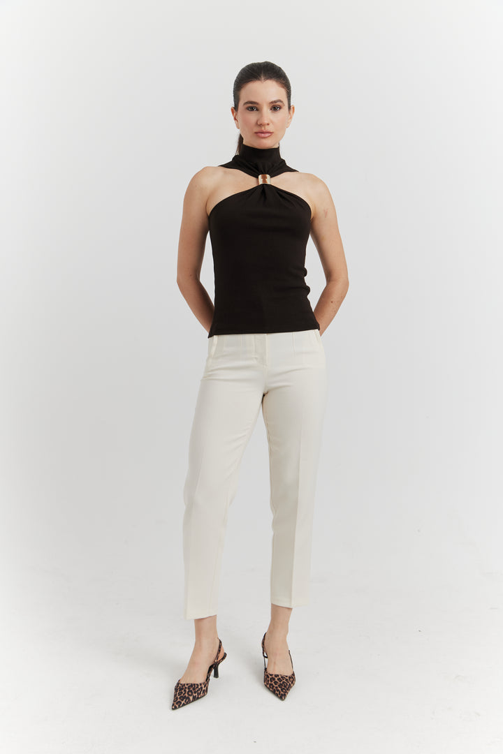 TOP AVEC BOUCLE METAL SOLIRA CHOCOLAT