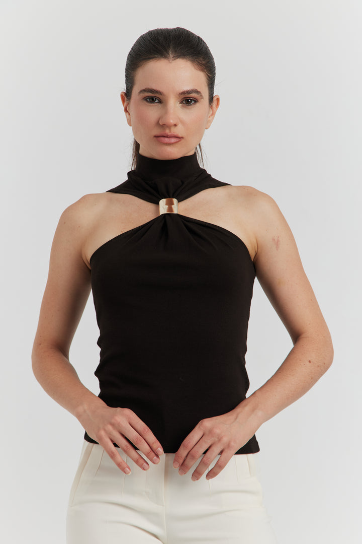 TOP AVEC BOUCLE METAL SOLIRA CHOCOLAT