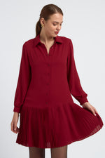 Charger le modèle 3D dans le visionneur de galerie, ROBE CHEMISE AVEC FOND DE ROBE AMOVIBLE ELLA BORDEAUX

