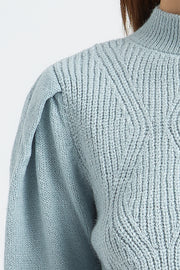 PULL FEMME MANCHES BOUFFANTES CHARLOTTE BLEU CIEL