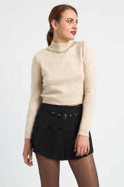 PULL FEMME PERLES BIJOUX PERLA CREME